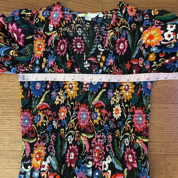 Boden Smocked Floral Ruffle Top 2 Colorful Bright Cottagecore Fairy - Picture 6 of 7